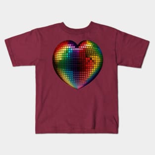 Puffy Rainbow Heart Mosaic Kids T-Shirt